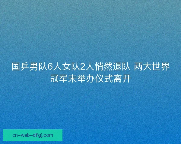国乒男队6人女队2人悄然退队 两大世界冠军未举办仪式离开