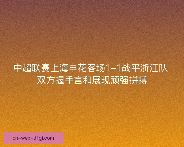 中超联赛上海申花客场1-1战平浙江队 双方握手言和展现顽强拼搏